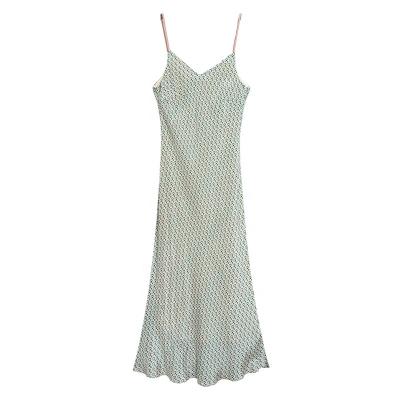 China 2021 Specially Designed Breathable V-Neck Slip Dress Printed Silk Dresses for sale