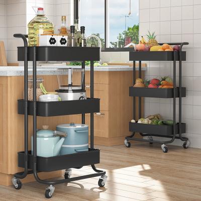 China Multi-Layer Stored Mobile Storage Rack Home Trolley Salon Storage Rack Snacks Beauty Storage Rack for sale