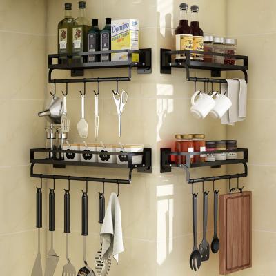 China Multifunctional No Hole Household Storage Rack Wall Mounted Package Kitchen Storage Rack Seasoning Rack for sale