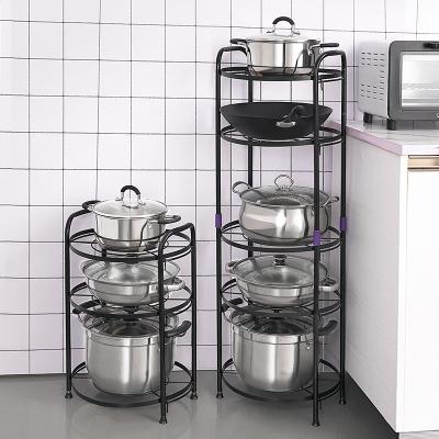 China 2022 new sustainable kitchen pot rack cookware products iron shelf storage rack kitchen supplies for sale