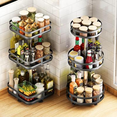 China Multifunctional Viable Box Kitchen Condiment Storage Rotating Racks And Holders Round Square Kitchen Storage Rack for sale