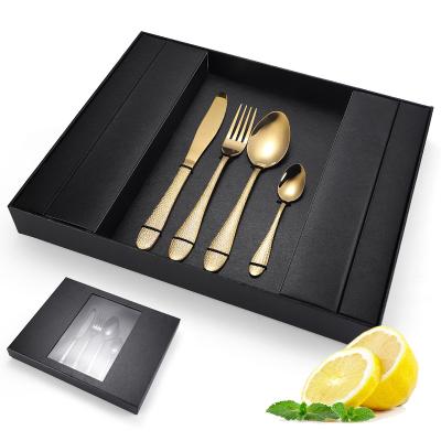 China Stocked 410 stainless steel tableware 20 piece set water cube knife fork and spoon gift box set is fashionable for sale