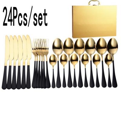 China Stocked Stainless Steel Cutlery Set Steak Cutlery Set 24 Piece Stainless Steel Knife Set Forks And Spoon for sale