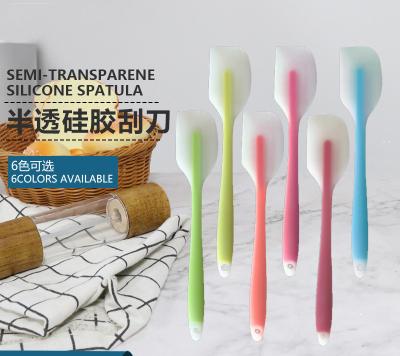 China Large Translucent One-Piece Silicone Spatula Easily Cleaned Baking Tool Stirring Spatula Cake Cream Spatula for sale