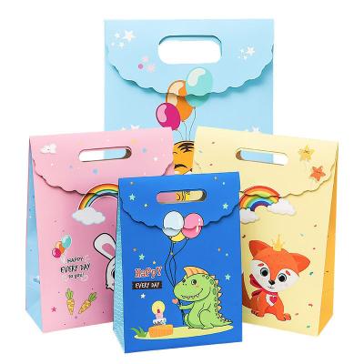 China Recyclable Wholesale White Paper Boardcard Paper Bag Birthday Gift Paper Bag Shopping Clothing Bags With Handles for sale