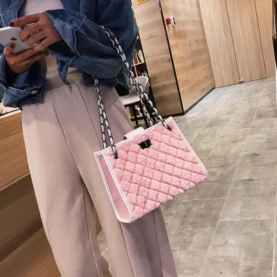 China FS8978 Fashion Fall Winter Fur Tote Style Bags Women Faux Fur Lady Purse Luxury Purse Bags Wholesale for sale