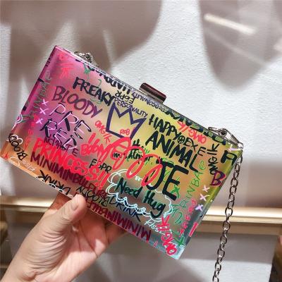 China Fashion Designer FS8636 2020 Fashionable Handbags Clear Bags PVC Graffiti Bags Pinch Handbags Women for sale