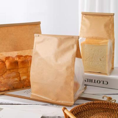 China WUJIANG Biodegradable Craft Paper Yarn Seal Toast Bread Bags Toast Pouch With Windows for sale