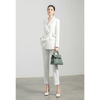 China Latest Anti-wrinkle Evening Wear Custom Made Winter Lady Businesswoman Office Lady Casual Blazer Suit Set for sale