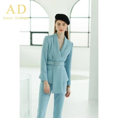 China Dropshipping Anti-wrinkle Business Formal Elegant Slim Fit Work Woman Work Pant Suit Two Piece Set for sale