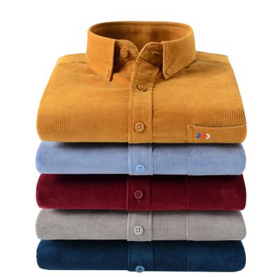 China Wholesale Newest Design Hot Sale Slim Fit Solid Corduroy Long Sleeve Customized Casual Shirt Anti-pilling For Men's Corduroy Shirt Men for sale