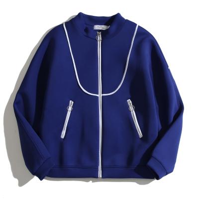 China Sale Reversible Whole 100% Cotton Zip Jacket Varsity Jacket Contrast Stand Collar Customize Logo Jumper For Men for sale