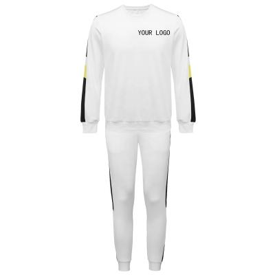 China Breathable White Tracksuit Logo Sport Suit Custom Crewneck Joggers Sweatsuit for sale