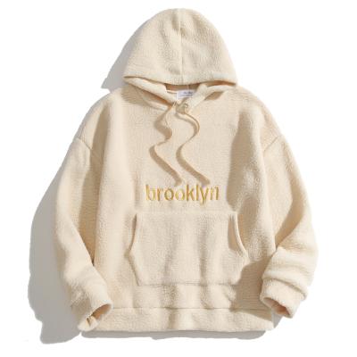 China QUICK DRY High Quality Multiple Colors Sherpa Hoodie Custom Design Embroidery Logo Sherpa Off White Color Strings Pullover For Men for sale