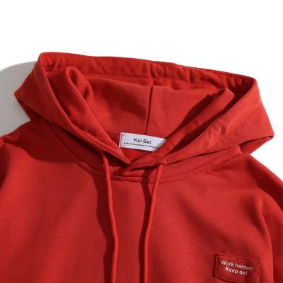 China 2022 QUICK DRY Customize Logo Injection 100% Cotton Hoodie Embroidery Direct Printing Hoodie Red String Pullover Drop Shoulder Hoodies for sale