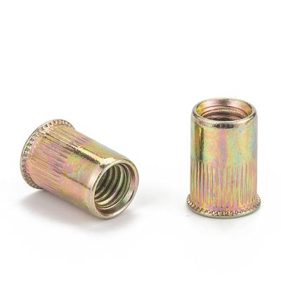 China Heavy Industry Color Galvanized Carbon Steel M3 M4 M5 M6 M8 M10 Knurled Body Round Flat Head Rivet Blind Nut for sale