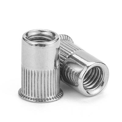 China Heavy Industry Stainless Steel M3 M4 M5 M6 M8 M10 Flat Round Body Head Knurled Threaded Rivet Nut for sale