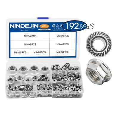 China DIN6923 Heavy Industry Stainless Steel Hexagon Flange Nut Assortment Kit M3 M4 M5 M6 M8 M10 M12 Slotted Hex Flange Nut for sale