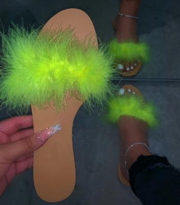 China Round Sandals Slippers Shoes Fashion Women And Place Bag Flip Summer Fur Slippers And Purse for sale