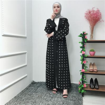 China Hot Selling Heavy Eyelet Front Abaya Muslim Clothing India Technology Polyester And Pakistan Clothing Islamic Clothing for sale