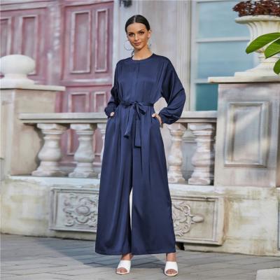 China 2021 New Arrival LR418 Fashion Abayas Muslim Dubai Turkey Satin Robe Women Muslim Abayas for sale