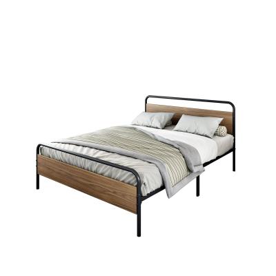 China Easy Assemble Headboard Bed Bedroom Furniture Iron Bed Metal Bed Easy Clean Wooden Frame With Different Colors for sale