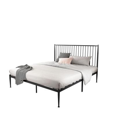 China Easy Assemble Design Bedroom Furniture Popular Double Queen Size Gold Color Metal Bed Frame Black for sale