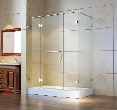 China Quiet Operation Frameless Glass Hinge Shower Doors / Easy Clean Prefab Elegant Bathroom Design For Residential Project for sale