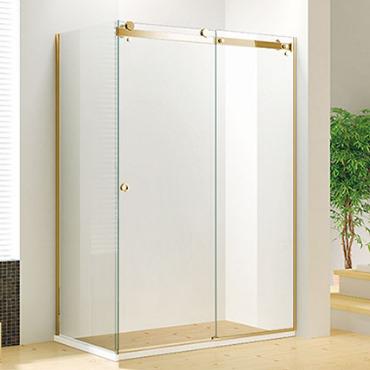 China Quiet Operation / Easy Clean Frameless 10mm Glass Gold Sliding Door Shower Enclosure for sale