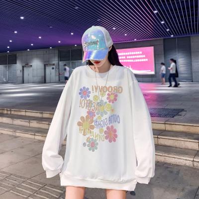 China Korean Print Breathable Spring And Autumn Ladies Thin Sweater Loose Casual Long Sleeve T-shirt for sale