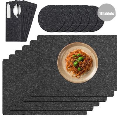 China Viable Non-Slip Washable Table Mat Portable Tableware Felt Place Mat Heat Proof Placemats With Coasters And Cutlery Bags for sale