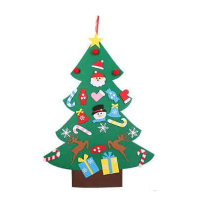 China Detachable Felt Christmas Tree DIY Christmas Gift Toddler Kids Door Ornaments Eco-Friendly Wall Hanging Decoration for sale