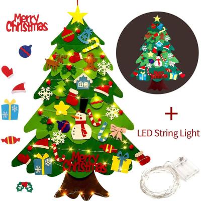 China Eco-friendly Felt Christmas Tree Decorations Christmas DIY Gifts For Home Christmas Tree Decoration With String Light for sale