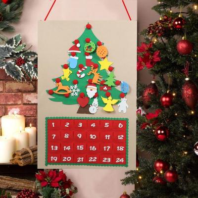 China Homemade Eco-Friendly Advent Calendar Party Decoration Christmas Tree Felt Advent Calendar for sale