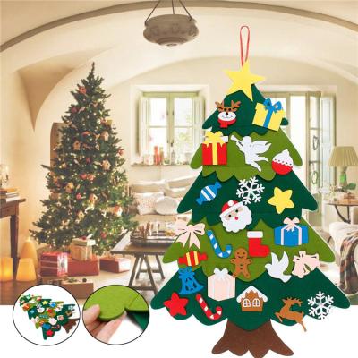 China Eco-friendly Wall Home Decor Artificial Christmas Tree Pendant DIY Felt Christmas Tree For Kids Children Play for sale