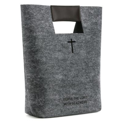 China Eco-Friendly Bible Bag Felt Bags Carrying Case Felt Christian Bible Leather Covers Female Church Tote Handbags for sale