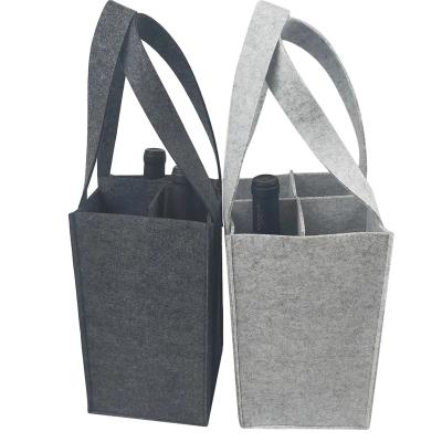 China Factory Price Top Quality Eco-friendly Hot Sale Cheap Four or Six Bottle Felt Wine Bag Wine Packing Bag for sale