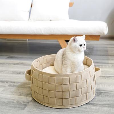 China Cat Bed Creative All Season Breathable Universal Felt Cat House Kennel Lounge Dog Bed Bowl Potty for sale