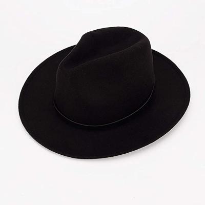 China Women or Men Striped Fedora Vintage Short Brim Crushable Felt Woolen Jazz Hat for sale