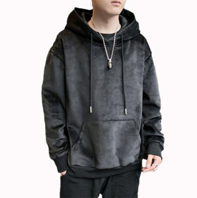 China Anti-wrinkle men's fashion double-sided fleece sweater loose 100% organic cotton hoodie plus velor thickened sports hoodie for men's clothing for sale