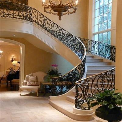 China Traditional Elegant Decorative Stair Railing / Modern Iron Wrought Iron Fence Designs for sale