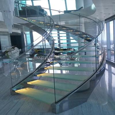 China Modern home bedroom with high safty curved glass stair stairs price china suppliers for sale