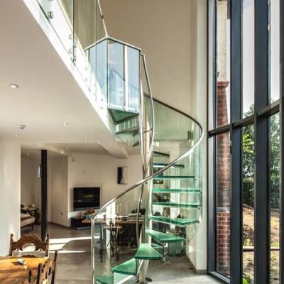 China Interior Design Modern Glass Balustrade Hotel Stainless Steel Spiral Staircase Fence Design for sale