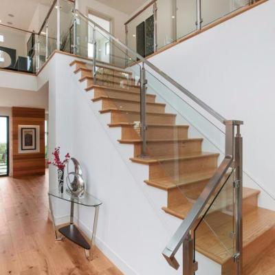 China Modern Interior Glass Fence Designs With Stainless Steel /PVC Railing For Stairs for sale