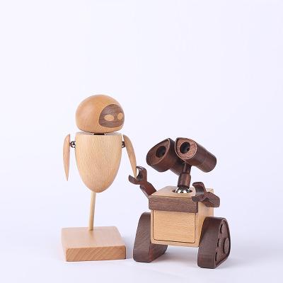 China Style robot wall-e and Eve Creative Handmade Wooden Desktop ornaments waste the allotment load lifter earth class robot for sale