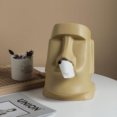 China Creative Home Easter Island Moai Style Tissue Hotel Napkin Box Holder Milk Tea Box Ceramic Decor Decorations Gifts Designs Gifts Color Easter Island Moai Style for sale