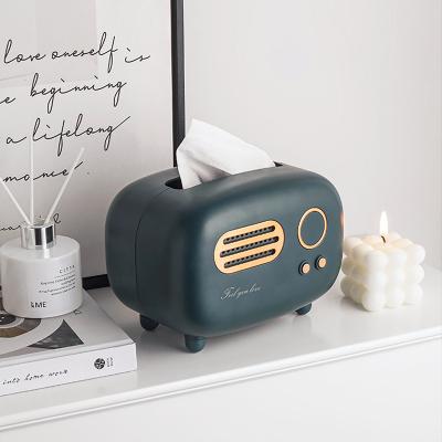 China Creative Retro Style Tissue Box Living Room Kitchen Countertop Home Minimalist Green Radio Dining Table Decorations for sale