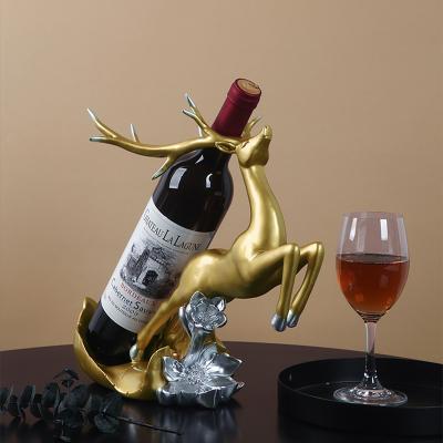 China Global Decor Home Animal Desktop Decoration Collection Resin Elk Creative Cute Wine Rack for sale