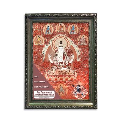 China Traditional Himalayan Style Interior Decoration Painting Hand Painted Four-Army Avalokiteshvara Thangka Free Shipping for sale