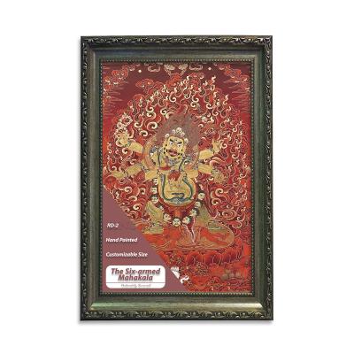 China Traditional 34 Inch Mahakala Thangka Six-Army Hand Painted Free Shipping for sale